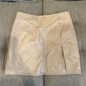 Chic Beige Faux Leather Skirt
